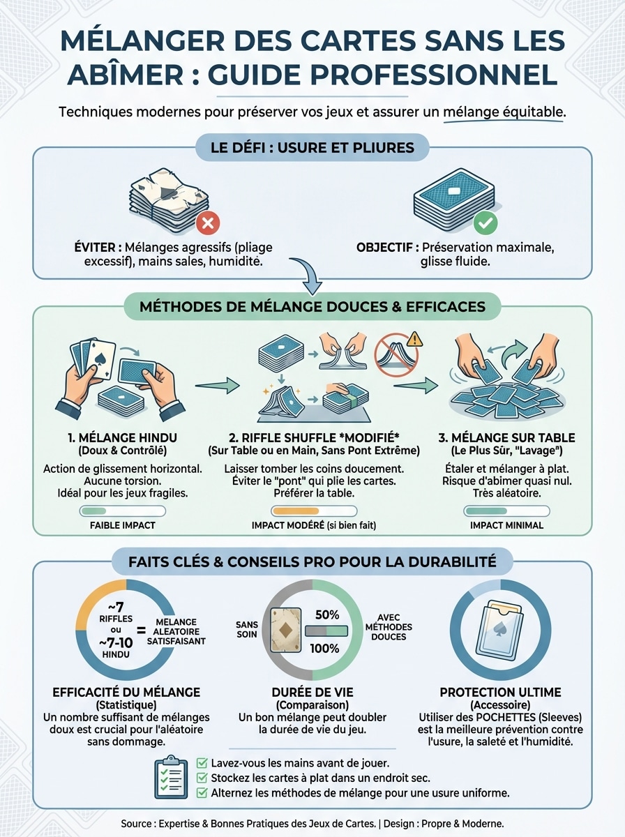 Infographie mélanger des cartes sans les abîmer