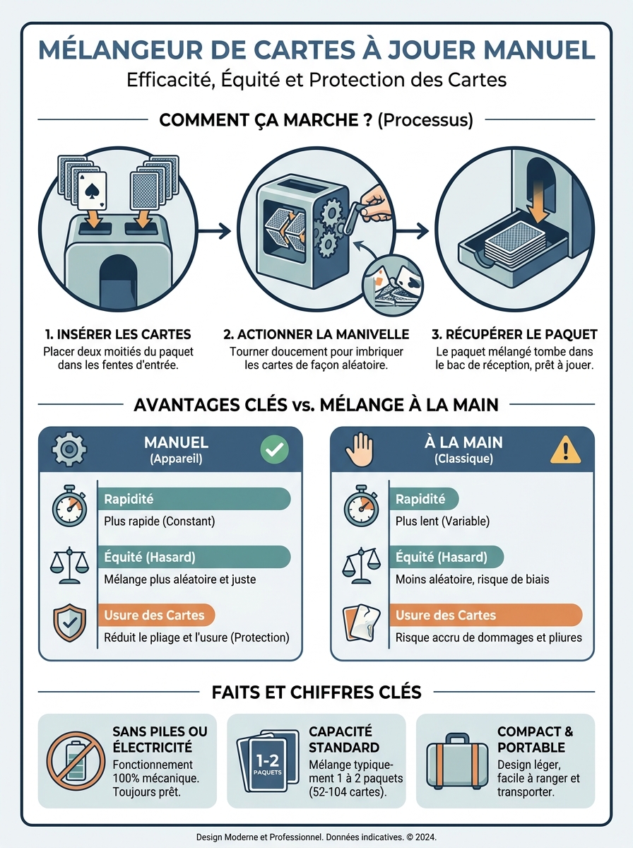 Infographie mélangeur de cartes à jouer manuel