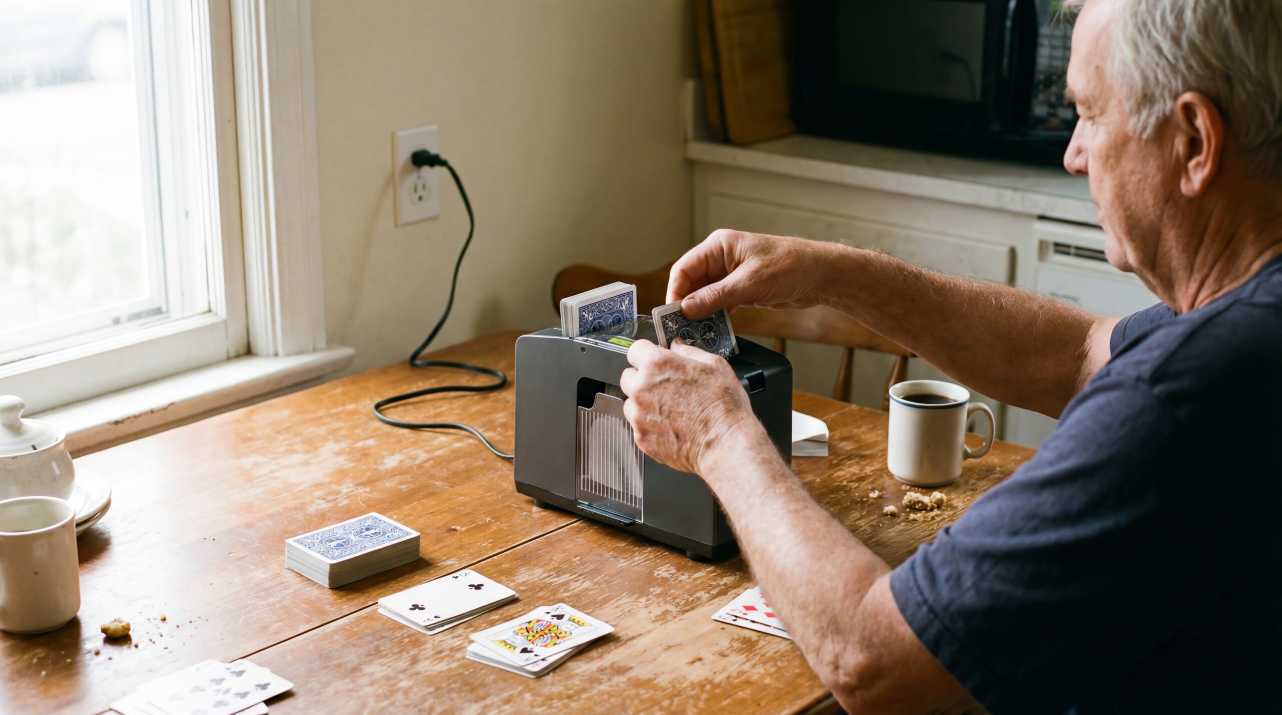 mélangeur de cartes rechargeable en situation réelle